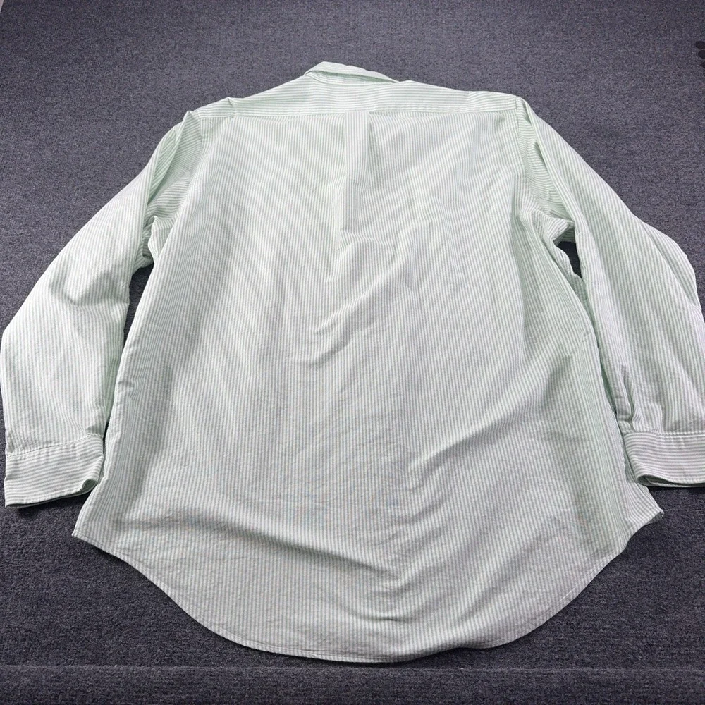 POLO RALPH LAUREN Long Sleeve‎ Shirt Mens 17-36 Green Stripe Flesh Pony *